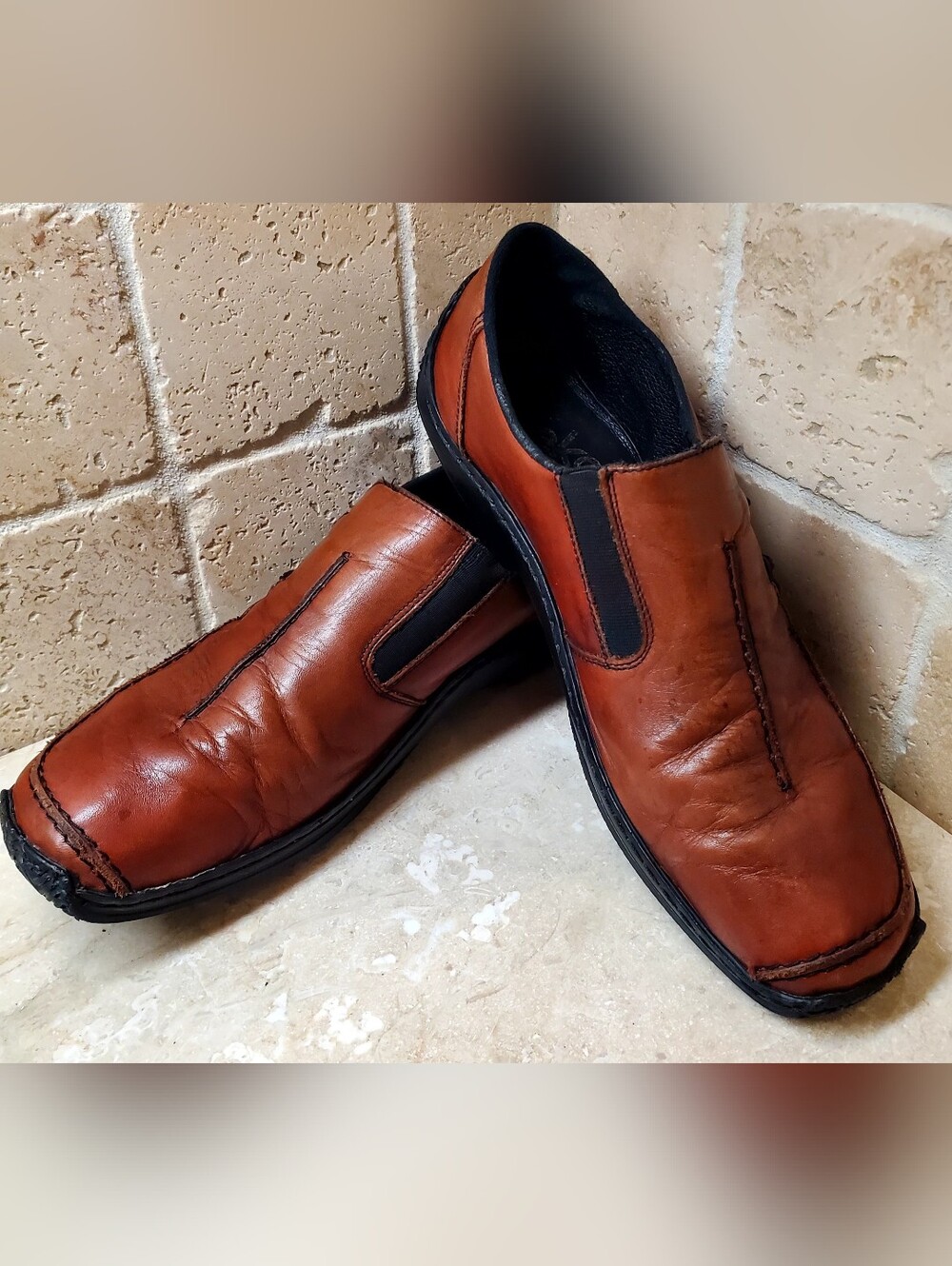 Rieker Women's Celia Square Toe Slip Slip-On Leather Shoes - Brown Size 7.5 - Picture 11 of 11